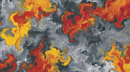 Obraz premium Unique gray marble texture with white, gold, yellow, and red waves pattern. Perfect for wallpaper or background designs.