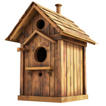 recommend clip art: A birdhouse clipart, gardening item, 3D illustration, wooden, isolated on white background