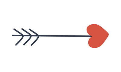 monoline arrow with heart Valentines Day Hand Drawn icon Holiday sketch doodle Design