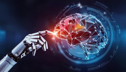 Nanotechnology images, Digital DNA structure wallpaper, nanotechnology where an artificial intelligent wire robot hand is connecting the brain,