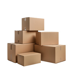 Transparent background boxes or parcels. Create a shipping infographic with a transparent parcels box image.