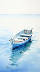 Fototapeta premium Watercolor of a boat in a sea watercraft sailboat vehicle.