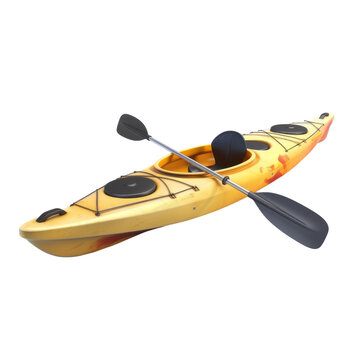 recommend clip art: A kayak clipart, sports item, 3D illustration, with paddle, isolated on white background