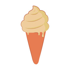 Ice cream cone cartoon icon flat cartoon style illustration