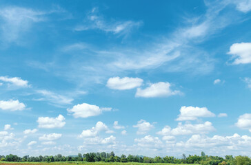 sky is blue with a few clouds scattered throughout