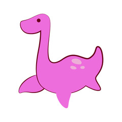 Cute Plesiosaurus Dinosaur Cartoon on white