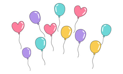 Hand drawn colorful balloons illustration