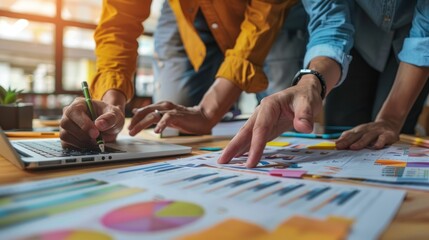 Obraz premium Business Collaboration and Analysis: Team Reviewing Data