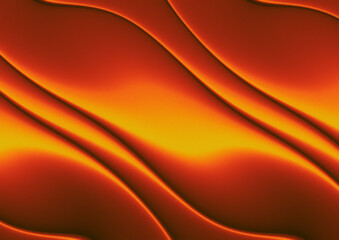 Abstract background with fine-grained texture, lines and curves. Reflective light. Flames, fluid,  clothing, metal,  red and orange