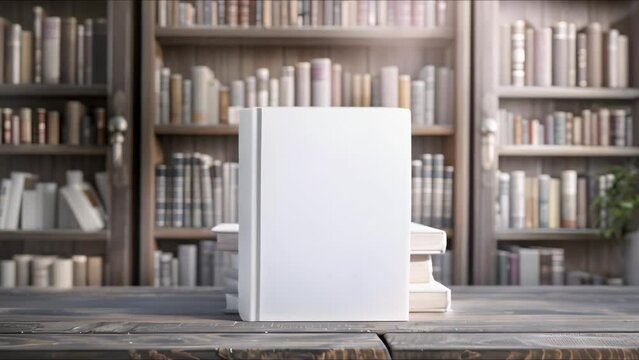 Creating a D mockup of a blank white book on a bookshelf in a shop or library. Concept Photography, Mockup Design, Bookshelf, Library, Shop