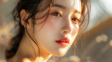 Fototapeta premium Asian woman s beauty and skincare
