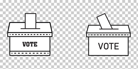 ballot box vote icon, voting linear sign on transparent background. Election Vote concept icon. Vector illustration. Eps file 22.
