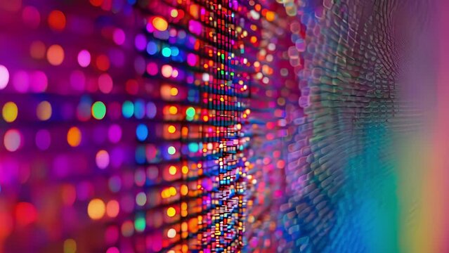 Pixelated Brilliance Zooming in on a transparent LED panel exposes the thousands of tiny colorful pixels that produce stunning and precise images.