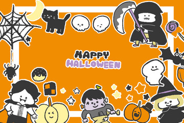 かわいいハロウィンキャラクターのフレーム素材