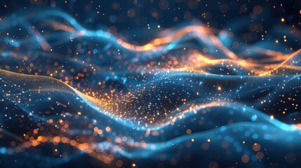 Obraz premium Abstract Blue and Orange Glowing Waves