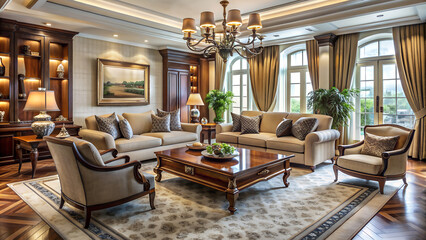 Fototapeta premium Ultimate Guide to Luxury Living Room Interiors Choosing the Perfect Armchairs