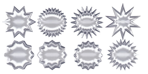 Set of a gradient silver stars isolated on white background. Vector illustration	