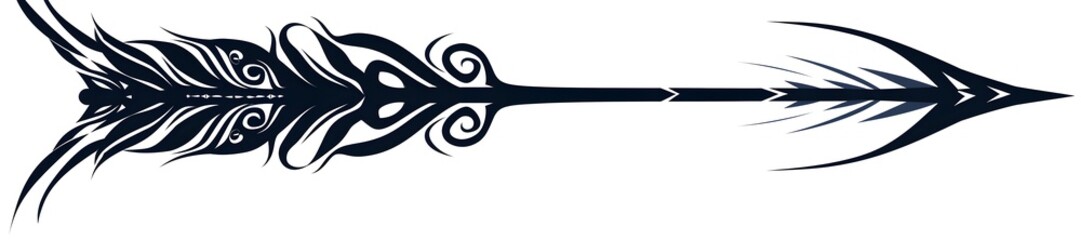 Naklejka premium Minimal Tribal Arrow with Spiral Shapes in Clip Art Style