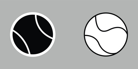 Black And White tennis ball flat icon for sports apps and websites. tennis ball icon in trendy flat style isolated on grey background. Vector illustration. Eps file 74.