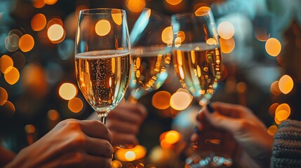 Festive holiday party, friends and family gathered, joyful celebrations, elegant decorations