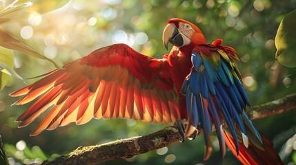 A parrot spreading its wings picture