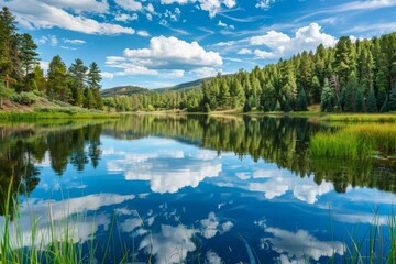 Serene mountain lake with a stunning reflection
