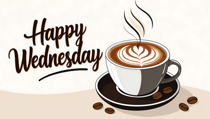 Obraz premium Happy Wednesday with a Cup of Coffee