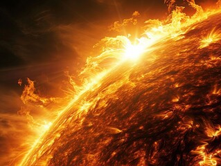 Closeup of the Sun, 3d render. Space concept