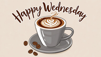 Obraz premium Happy Wednesday with a Delicious Latte