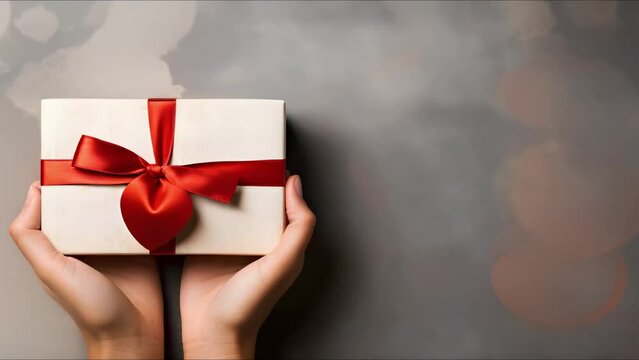 White gift card with red ribbon and envelope on minimal background. Concept Gift card photography, White gift card, Red ribbon, Envelope, Minimal background