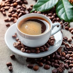 Obraz premium Coffee in cup and coffee beans