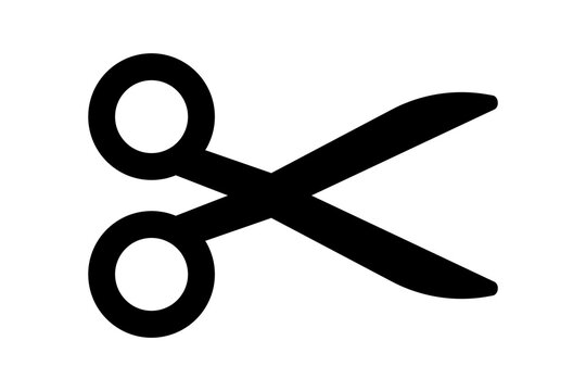 Scissors icon. Simple silhouette of open scissors. Scissors logo icon. Stock vector illustration isolated on a white background.