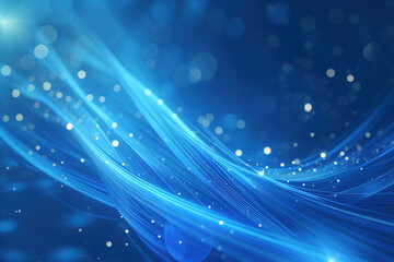 Data streaming concept. Blue colored glowing flowing lines and particles as a symbol of digital data flow