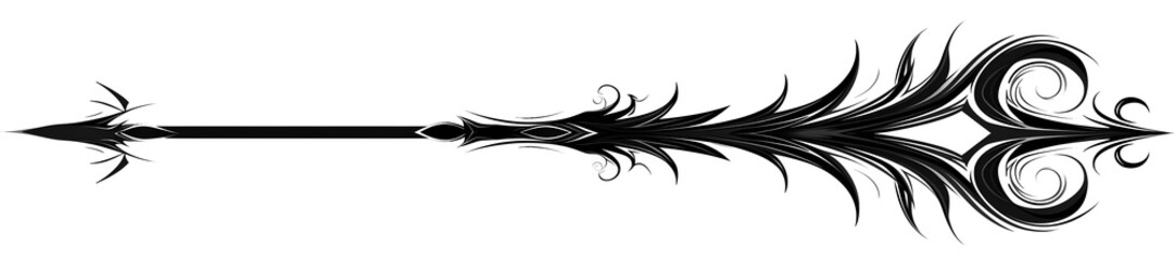 Fototapeta premium Minimalist Black Arrow with Spiraled Tribal Retro Graphic Design