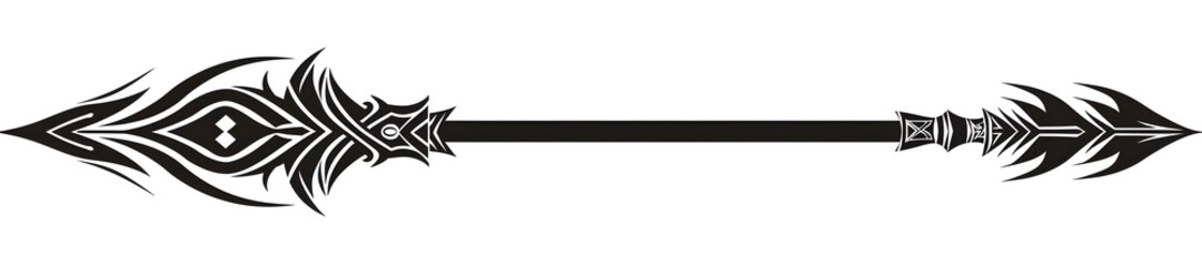 Minimalistic Tribal Spiral Arrow on White Background