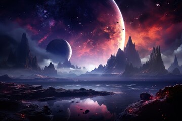 Planet landscape astronomy universe.