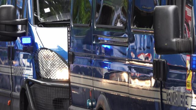 gendarmerie vehicles are ready for action.