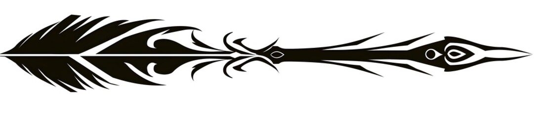 Minimal Tribal Arrow with Spiral Tips on White Background