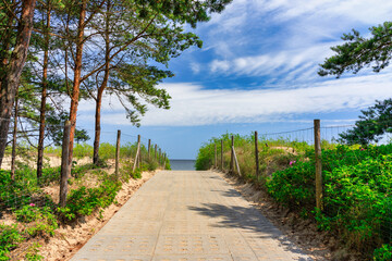 Beautiful scenery of Baltic Sea beach in Sobieszewo at summer , Poland