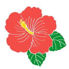 ハイビスカスのシンプルイラスト © satou  koma