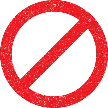 Forbidden sign in red ink stamp, isolated with white background. forbidden empty template crosser out prohibit caution circle.