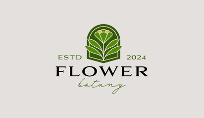 Botanical Plant Leaf Flower Logo Template. Universal creative premium symbol. Vector illustration. Creative Minimal design template. Symbol for Corporate Business Identity