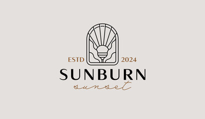 Sunset Wave Logo Template. Universal creative premium symbol. Vector illustration. Creative Minimal design template. Symbol for Corporate Business Identity