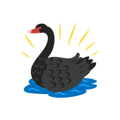 ブラックスワン。フラットなベクターイラスト。
Black swan. Flat vector illustration.