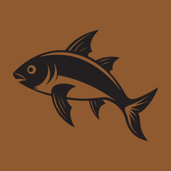 Fish Silhouette. Fish silhouette in line art style. Fish by hand drawing. Fish tattoo on white background. Black and white fish on white background. Marine animal illustration. Marine life animal.