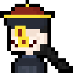 Pixel art cartoon portrait chinese ghost character 