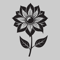 Flower Silhouette. Flower Vector Line Art. Flowers icon set. Flowers isolated on transparent background. Flowers in modern simple. Cute round flower plant nature collection. Vector illustrator.