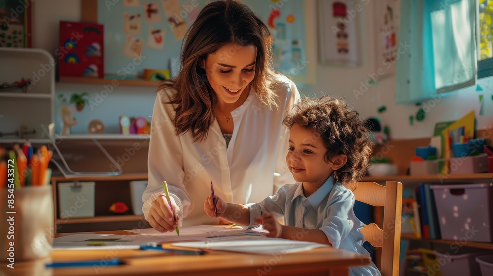 Canvas Prints The mother teaching child