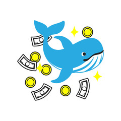 クジラ投資家。シンプルなベクターイラスト。
A whale investor. Simple vector illustration.