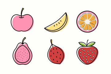 flat style Isolated set of fruits vector illustration art